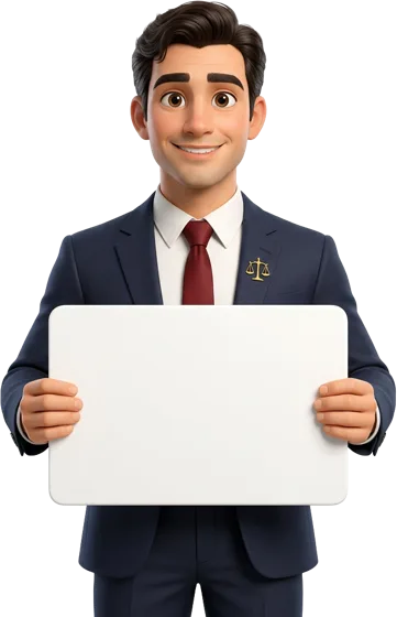 Personagem segurando uma placa